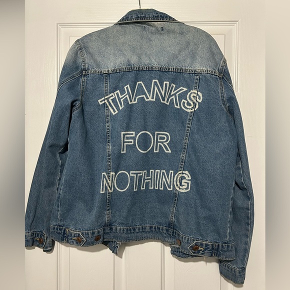 Jackets & Blazers - Jean Jacket “Thanks for Nothing” (L)